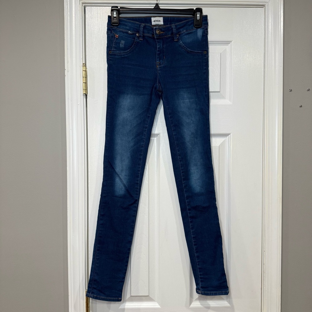 Hudson Girls Skinny Jeans Blue Medium Wash Denim Size 14 Adjustable Waist